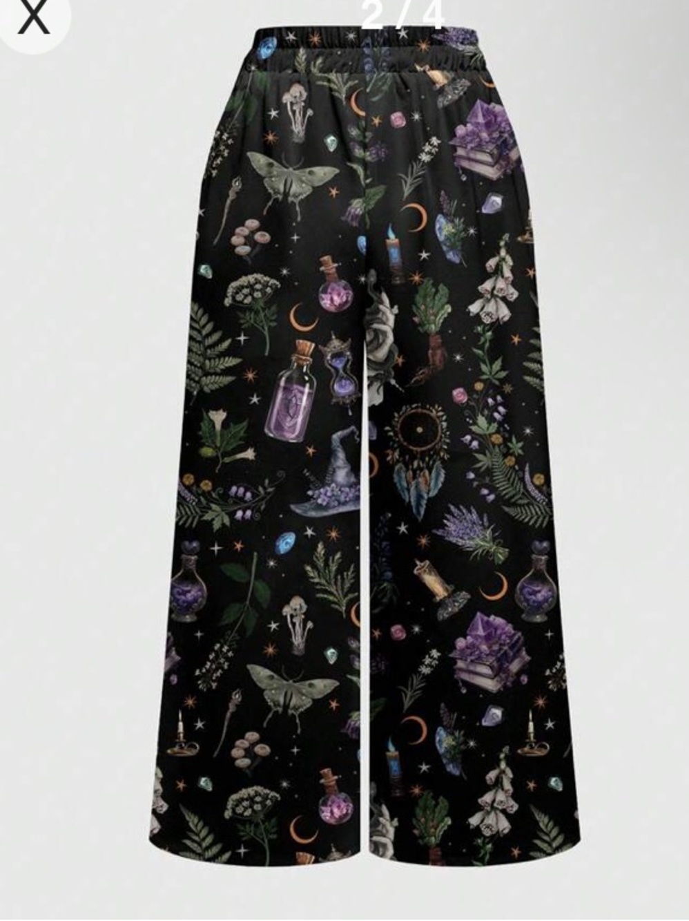 Whimsigoth witchy floral mushrooms potions crystals goblincore pants sz est 1XL